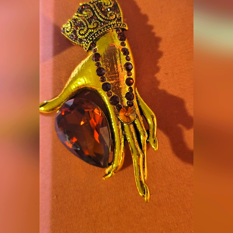Ruby Stone Hand Brooch